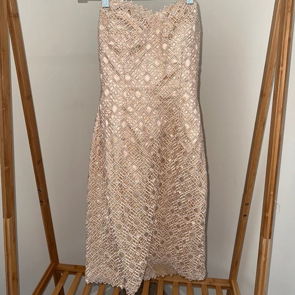 Helen Morley Dresses & Skirts - Vintage Silk Strapless Couture Lace Dress